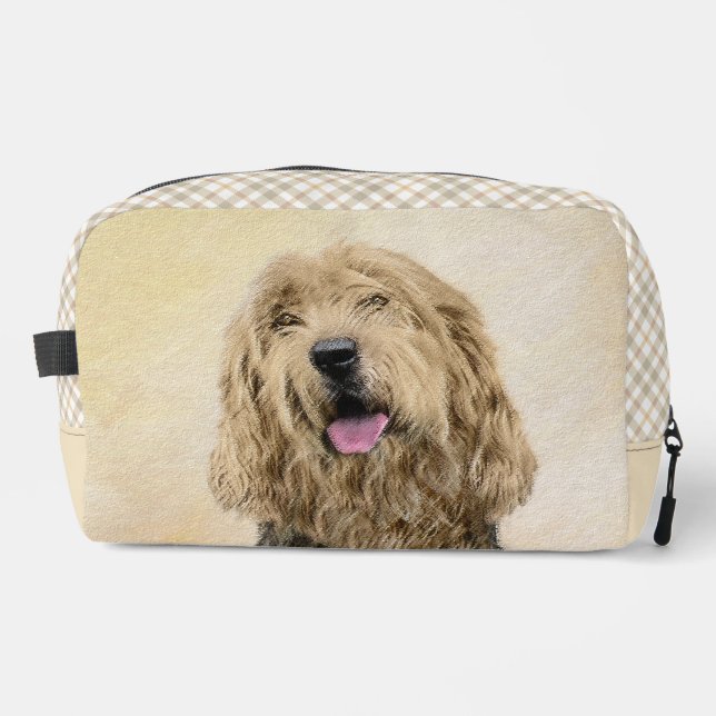 Otterhound Malerei Schwarz und Tan Original Hunde  Waschbeutel (Vorderseite)