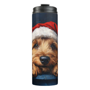 Otterhound mit Santa-Mütze Thermosbecher