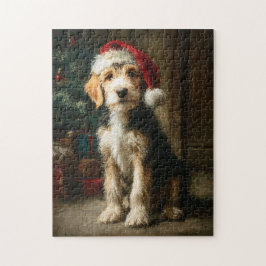 Otterhound Puppy Christmas Painting Puzzle