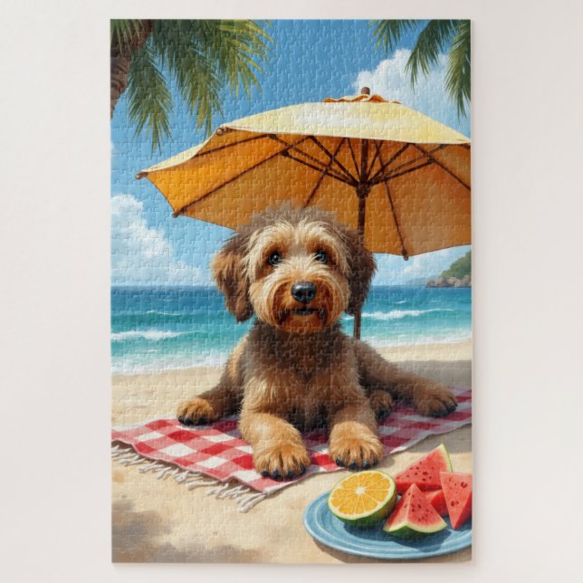 Otterhound Strand Entspannungsszene Puzzle (Vertikal)
