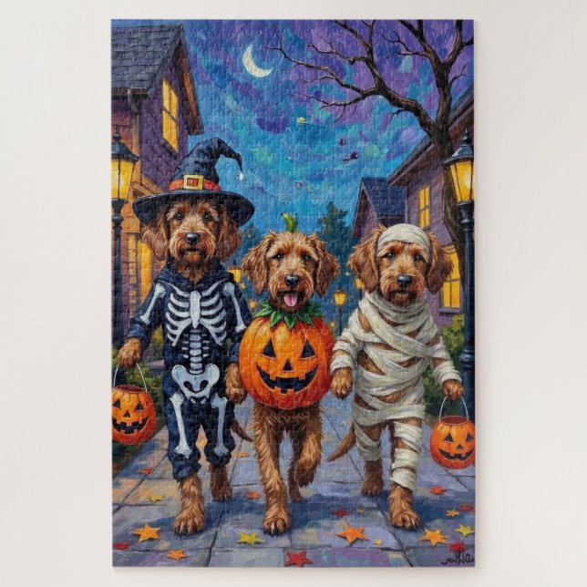 Otterhound Trick-oder-Treating in Halloween-Kostüm Puzzle (Vertikal)