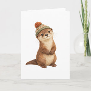Otterjunges mit gestrickter Mütze Karte