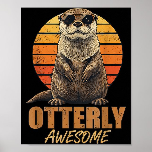 Otterly Awesome Retro Sunset Sea Otter Lover Graph Poster (Vorne)