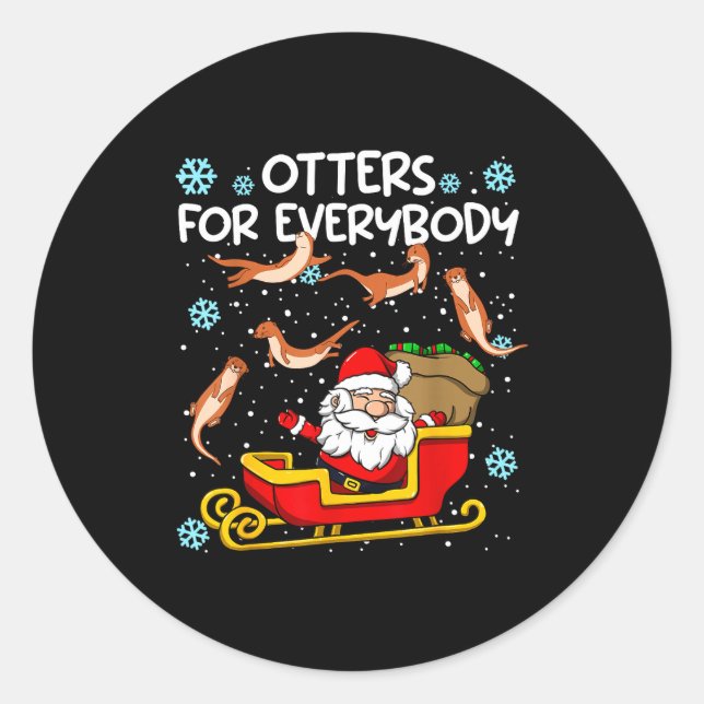 Otters For Everybody Santa Funny Christmas Otter  Runder Aufkleber (Vorderseite)