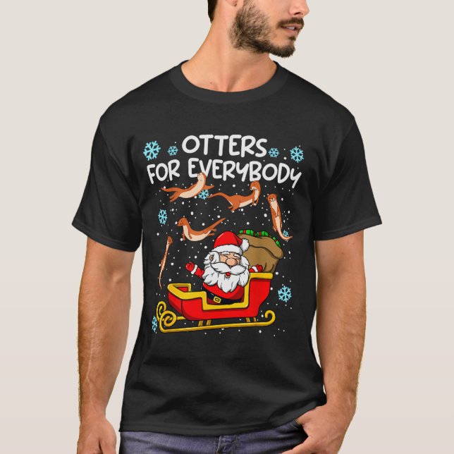 Otters For Everybody Santa Funny Christmas Otter  T-Shirt (Vorderseite)