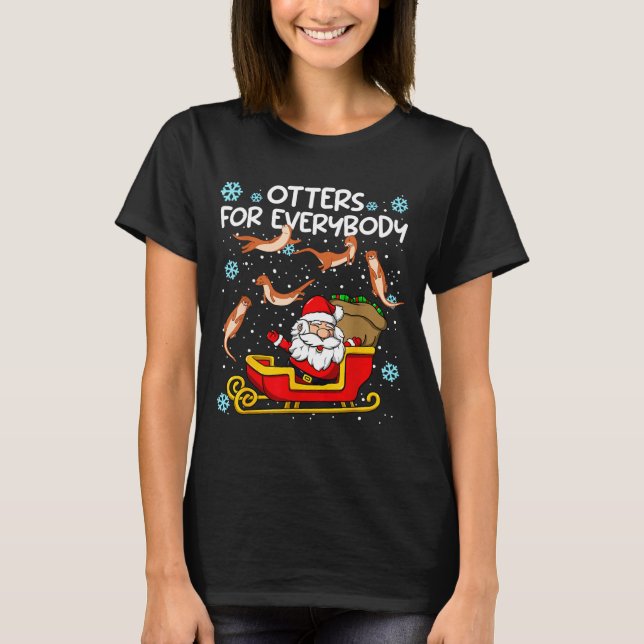 Otters For Everybody Santa Funny Christmas Otter  T-Shirt (Vorderseite)