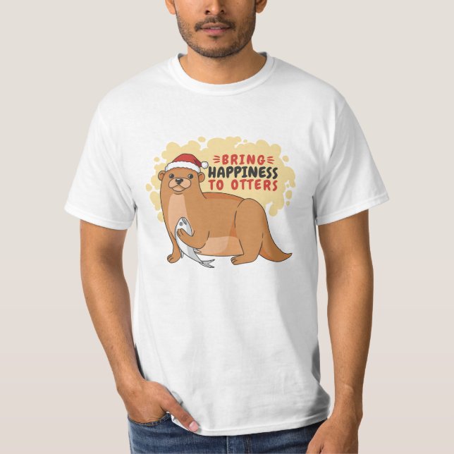 Otters Funny Christmas Otter zum Glück bringen T-Shirt (Vorderseite)