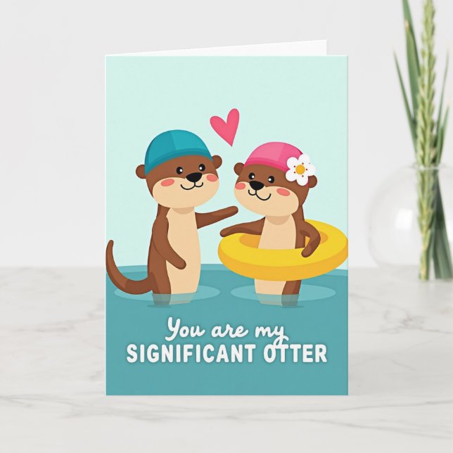 Otters In Love Greeting Card Karte (Vorderseite)