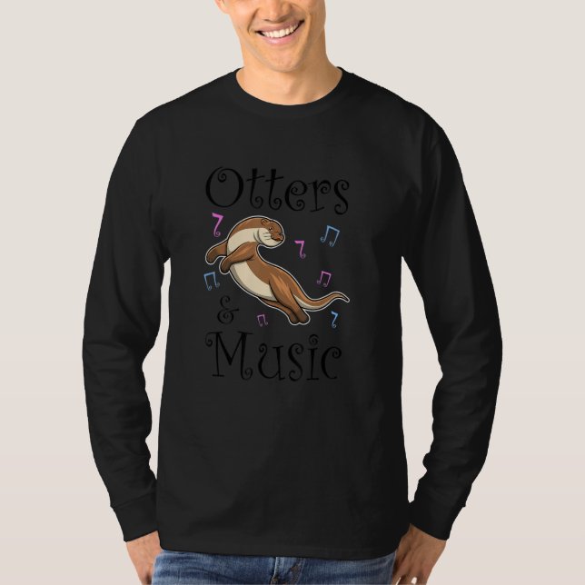 Otters Musician Music Notes Dancing Sea Otter T-Shirt (Vorderseite)