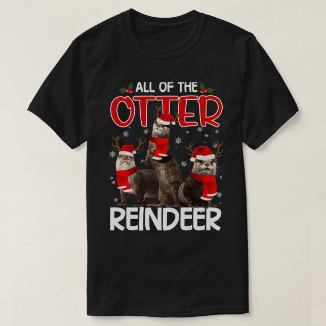 Otters Reindeer Deer Antler Funny Christmas Santa  T-Shirt (Design vorne)