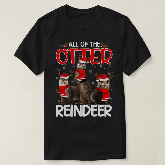 Otters Reindeer Deer Antler Funny Christmas Santa  T-Shirt (Design vorne)