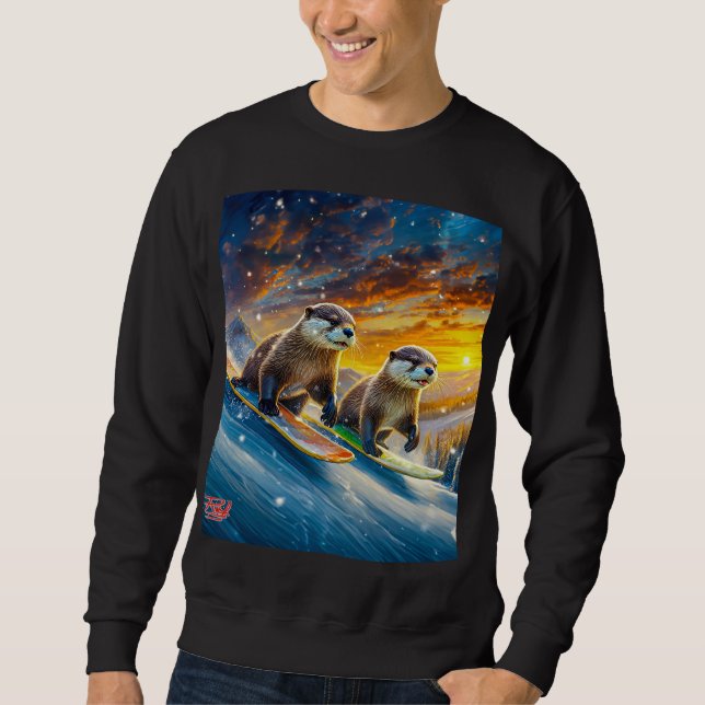 Otters Snowboarden Design von Rich AMeN Gill Sweatshirt (Vorderseite)