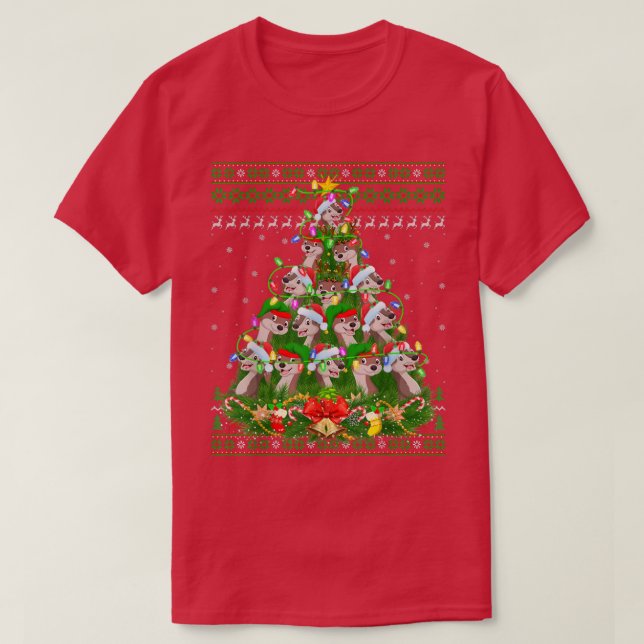 Otters Xmas Licht Baum Santa Otter Ugly Christm T-Shirt (Design vorne)