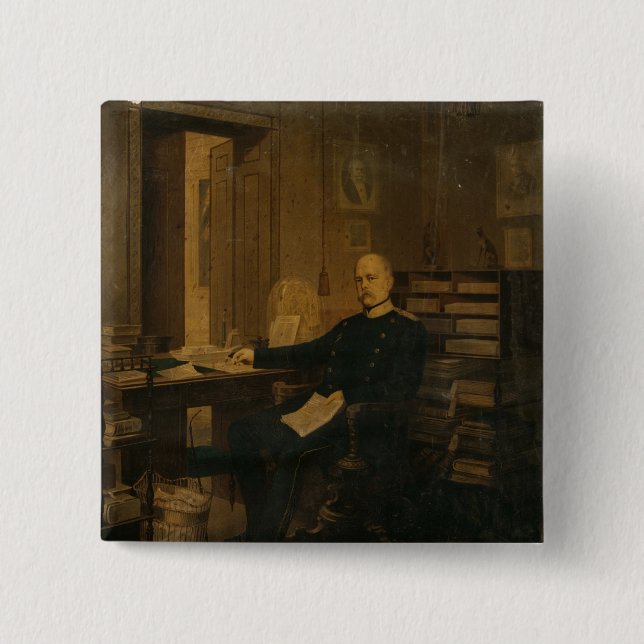 Otto von Bismarck in seiner Studie Button (Vorderseite)