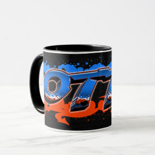 Otto Vorname Name Graffiti blue orange Tasse