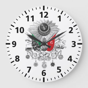 Ottoman Empire Grayscale Coat Of Arms Große Wanduhr