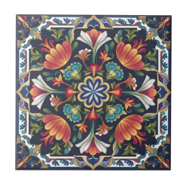 Ottoman Floral Mandala Keramik Tile Fliese (Vorderseite)