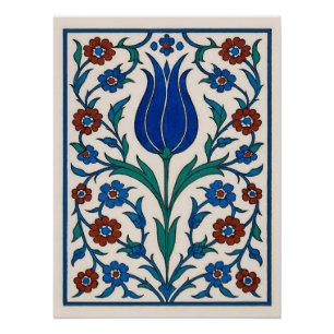 Ottoman Floral Tile - Traditionelles Tulip Design Poster