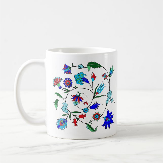 Ottoman-inspirierte Blumenmuster-Tasse Kaffeetasse (Links)