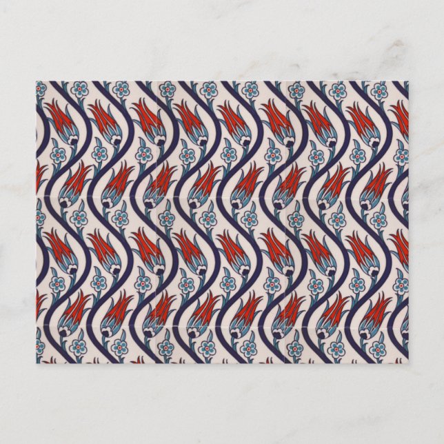 Ottomans Tulip Pattern / Tile Art Postkarte (Vorderseite)