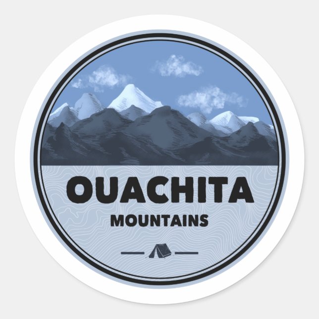 Ouachita Mountains Arkansas Oklahoma Camping Runder Aufkleber (Vorderseite)