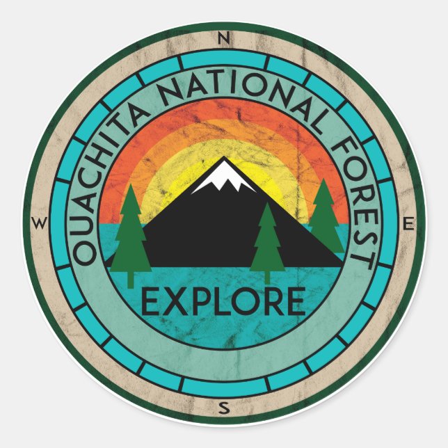 OUACHITA-WALD-ARKANSAS-QUELLEN-SEE RUNDER AUFKLEBER (Vorderseite)