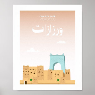 Ouarzazate Stadt Marokko Illustration Poster