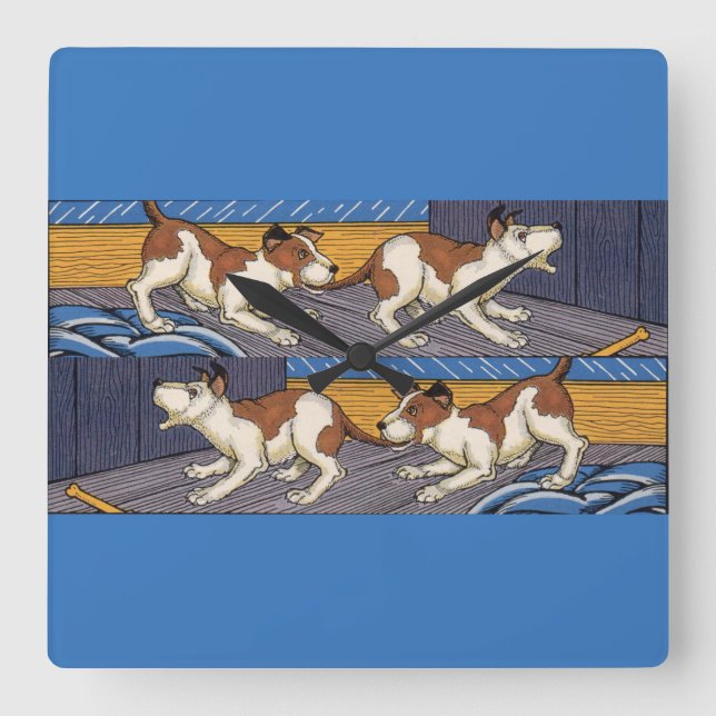 OUCH! Hundehund Quadratische Wanduhr (Vorderseite)