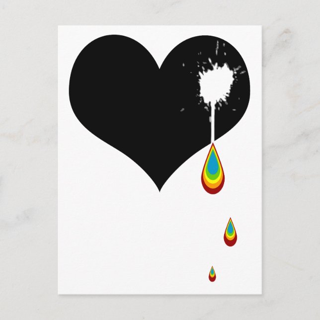 Ouch. Regenbogenherz. Postkarte (Vorderseite)