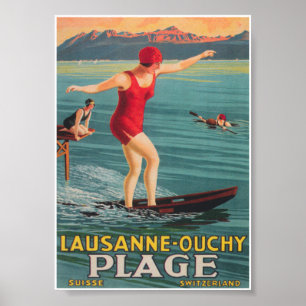 Ouchy, Lausanne, Schweiz Vintage-Reiseposter Poster