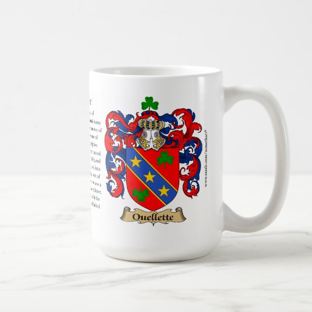 Ouellette Familien-Wappen Kaffeetasse (Rechts)