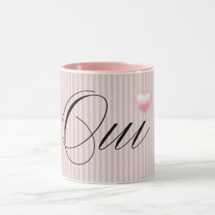 Oui Ja mit rosafarbenen, rosa Streifen Tasse