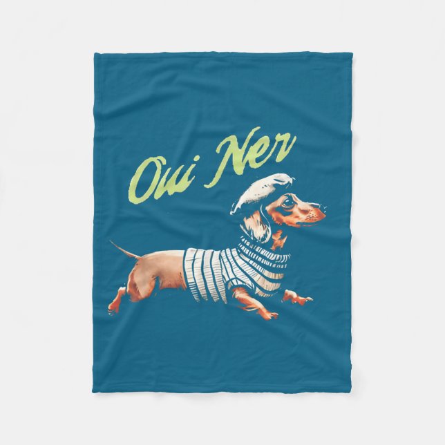 Oui Ner Funny Dachshund Wiener Dog French Humor  Fleecedecke (Vorderseite)