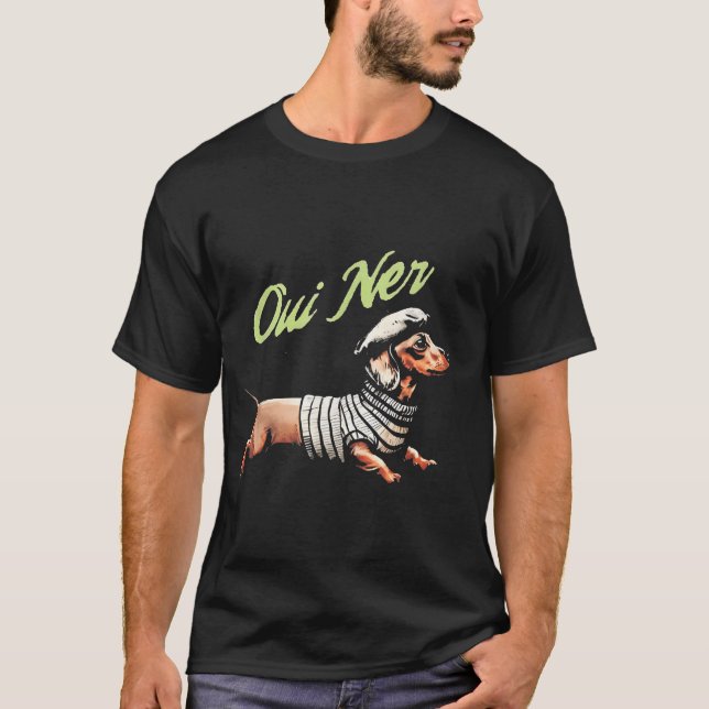 Oui Ner Funny Dachshund Wiener Dog French Humor  T-Shirt (Vorderseite)