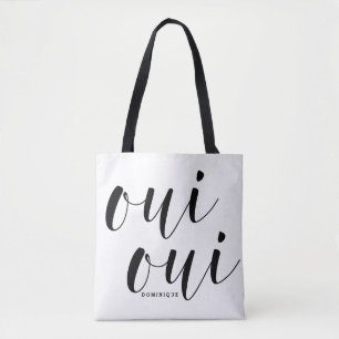 Oui Oui Black Modern Calligraphy Polka Dots