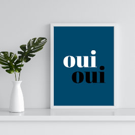 oui oui Modern Blue Einfache Typografie Badezimmer Poster