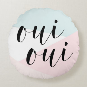 Oui Oui Modern Calligraphy Blush Geometric Rundes Kissen