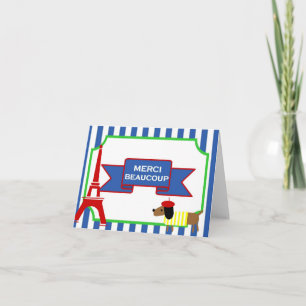 Oui Oui Paris Art Dog und Eiffelturm Dankeskarte