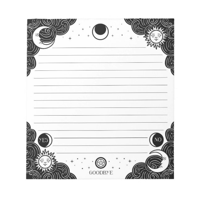 Ouija Lined Notepad Witchy Office Supply Notizblock (Vorderseite)