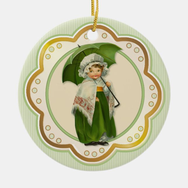 Ould Ireland Irish Umbrella Girl Keramikornament (Vorne)