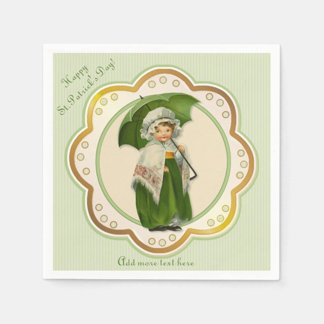 Ould Ireland Irish Umbrella Girl Napkins Serviette (Vorderseite)