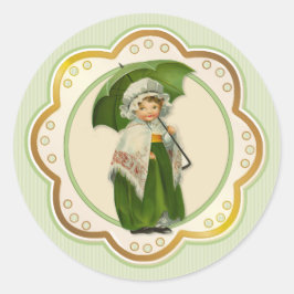 Ould Ireland Irish Umbrella Girl Runder Aufkleber