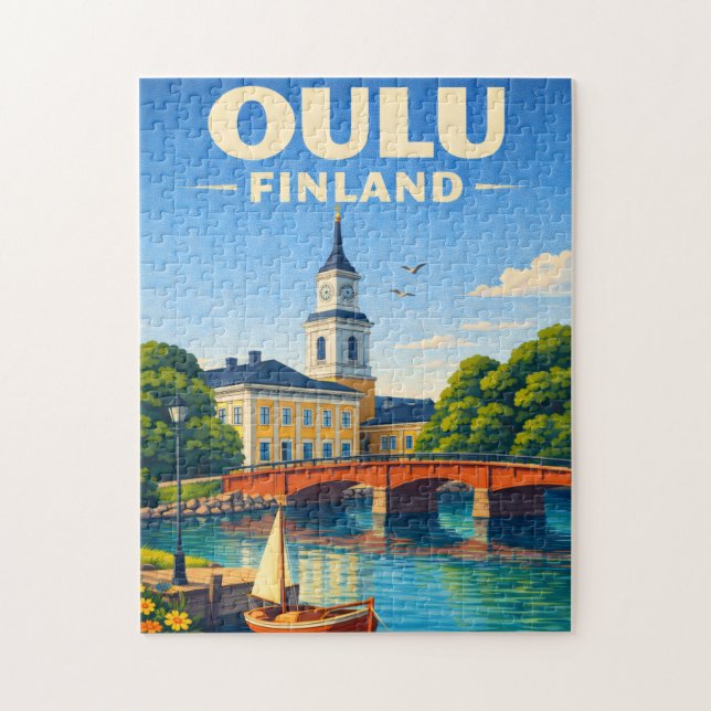 Oulu Finland Jigsaw Puzzle Vintage Travel (Vertikal)
