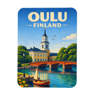Oulu Finnland Kühlschrankmagnet Vintage Reise Kuns Magnet