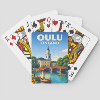 Oulu Finnland Spielkarten-Deck Vintage Reise Kunst Spielkarten