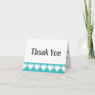 Our 8-Bit Hearts in Turquoise Thank You Card Dankeskarte