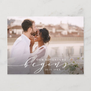 Our Adventure Begins Wedding Foto   Save The Date Postkarte