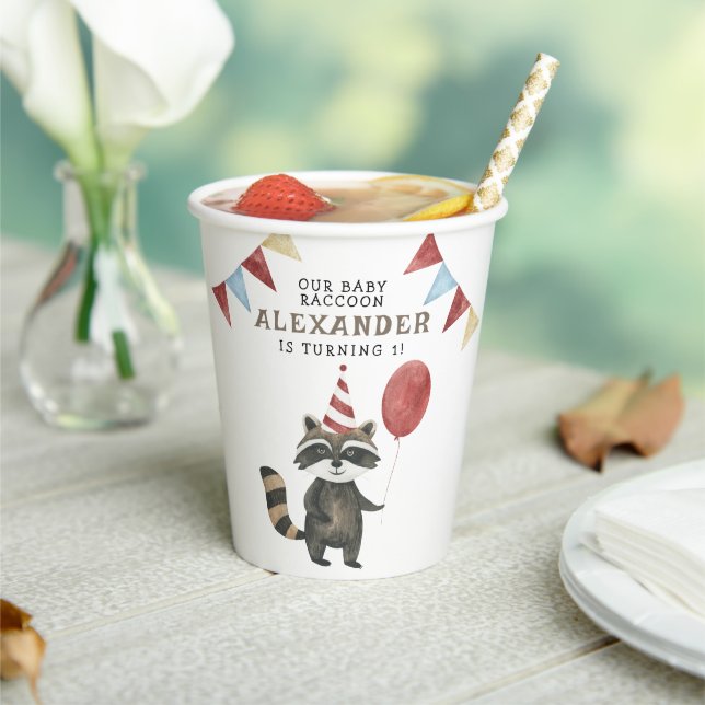 Our Baby Raccoon 1st Birthday  Pappbecher (In Situ)