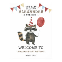 Our Baby Raccoon 1st Birthday Party Welcome