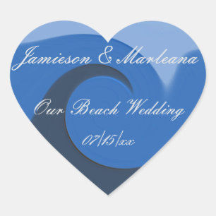"Our Beach Wedding" - "Blue Tide" Herz-Aufkleber